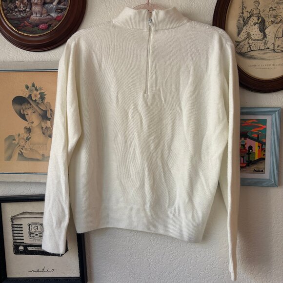 Vintage Cream Mockneck Cable Knit Sweater - Picture 2 of 2